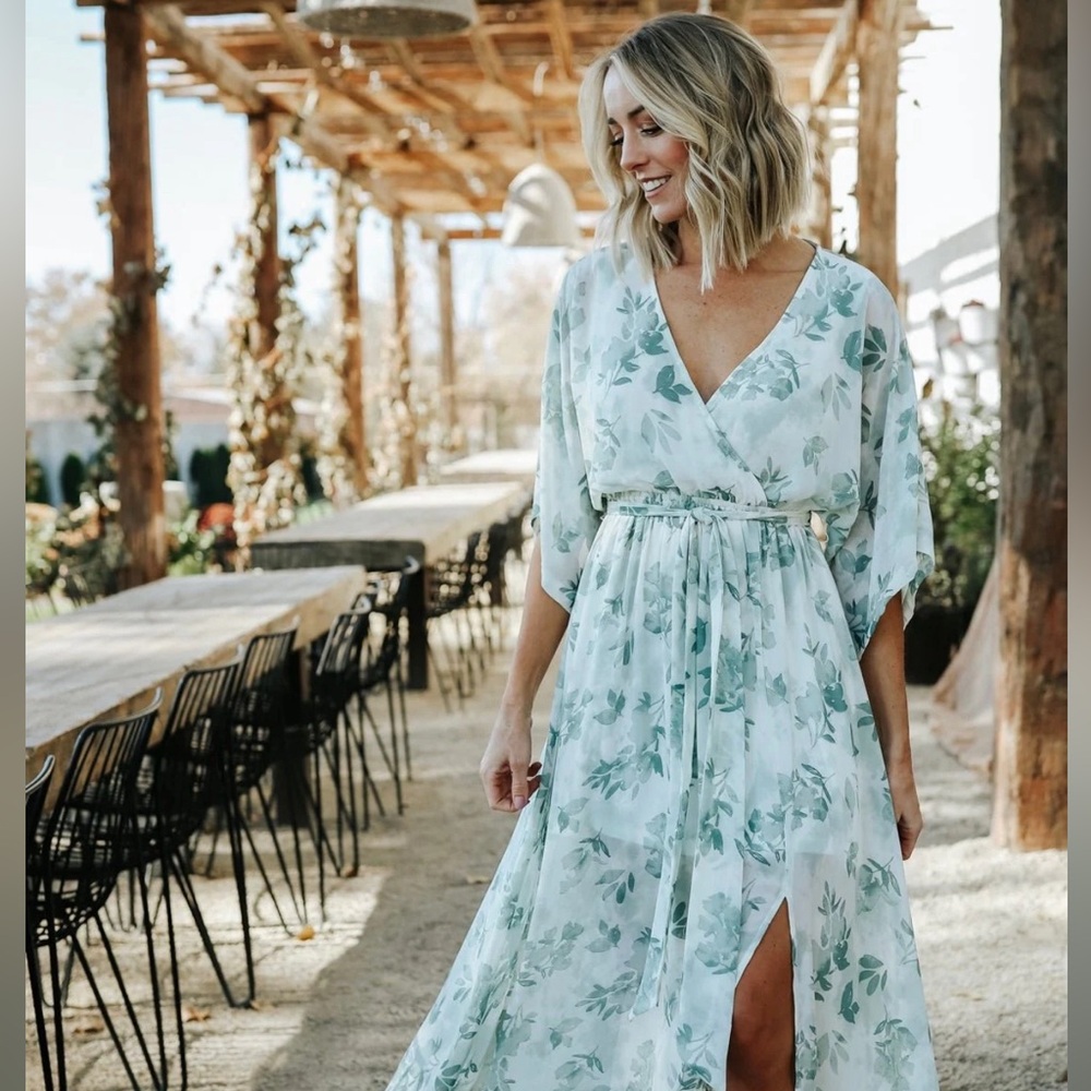 Baltic Born Kia Kimono Maxi Dress in Sage Floral